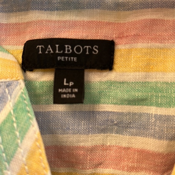 Talbots Striped Linen Tank Top Petite Large - Picture 2 of 3